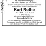 Traueranzeige Kurt Rothe