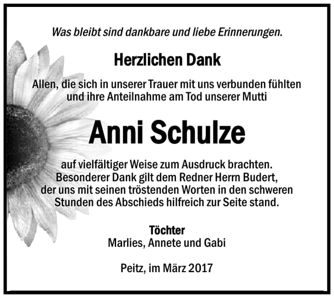 Danksagung Anni Schulze