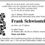 Traueranzeige Frank Schwiontek
