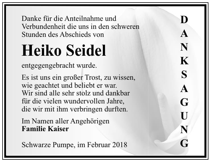 Danksagung Heiko Seidel