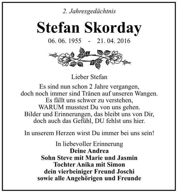 Jahresgedenken Stefan Skorday