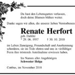Traueranzeige Renate Herfort, geb. Dahlitz