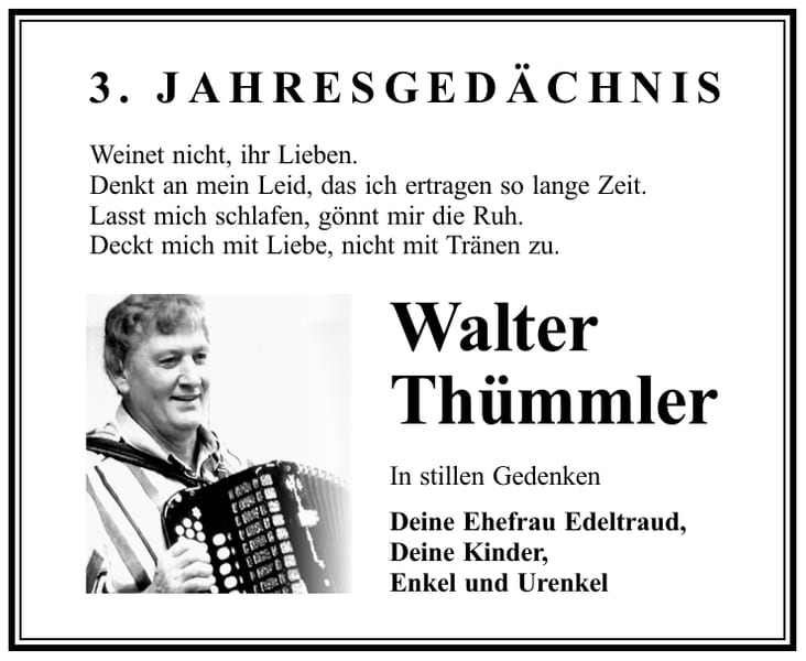 Jahresgedenken Walter Thümmler