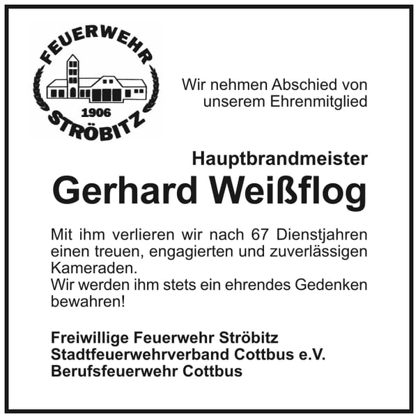 Nachruf Gerhard Weißflog