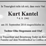 Traueranzeige Kurt Kantel