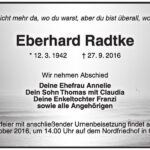 Traueranzeige Eberhard Radtke