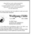 Traueranzeige Wolfgang Fülfe