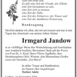 Danksagung Irmgard Jandow