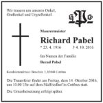 Traueranzeige Richard Pabel