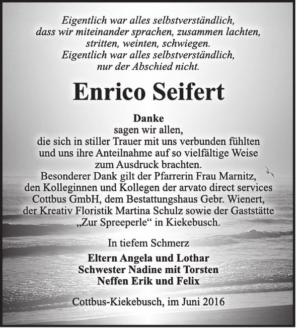 Danksagung Enrico Seifert