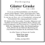 Danksagung Günter Graske