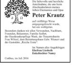 Danksagung Peter Krautz