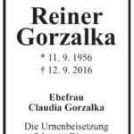 Traueranzeige Reiner Gorzalka