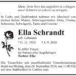 Traueranzeige Ella Schrandt, geb. Lehmann