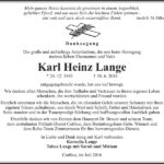 Danksagung Karl Heinz Lange