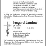 Traueranzeige Irmgard Jandow, geb. Materna