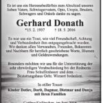 Danksagung Gerhard Donath