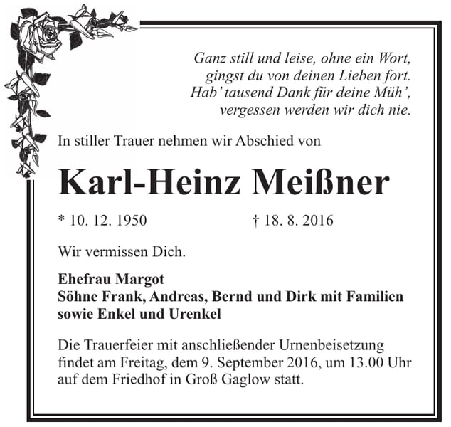 Traueranzeige Karl-Heinz Meißner
