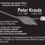 Traueranzeige Peter Krautz
