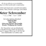 Traueranzeige Dieter Schwember