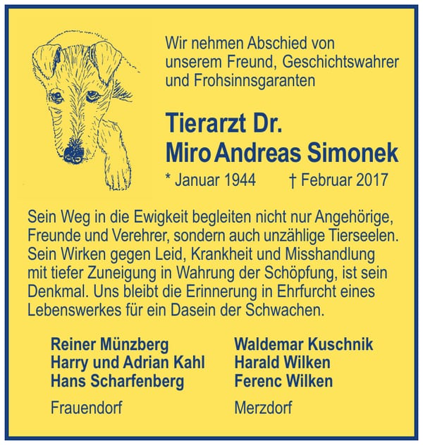 Traueranzeige MiroAndreas Simonek