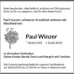 Traueranzeige Paul Winzer