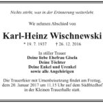 Traueranzeige Karl-Heinz Wischnewski