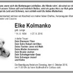 Traueranzeige Elke Kolmanko