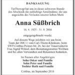Danksagung Anna Süßbrich
