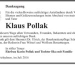 Danksagung Klaus Pollak