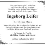 Danksagung Ingeborg Leifer