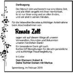 Traueranzeige Renate Zell