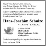 Traueranzeige Hans-Joachim Schulze