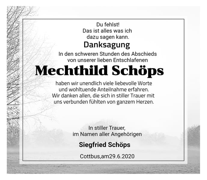 Danksagung Mechthild Schöps