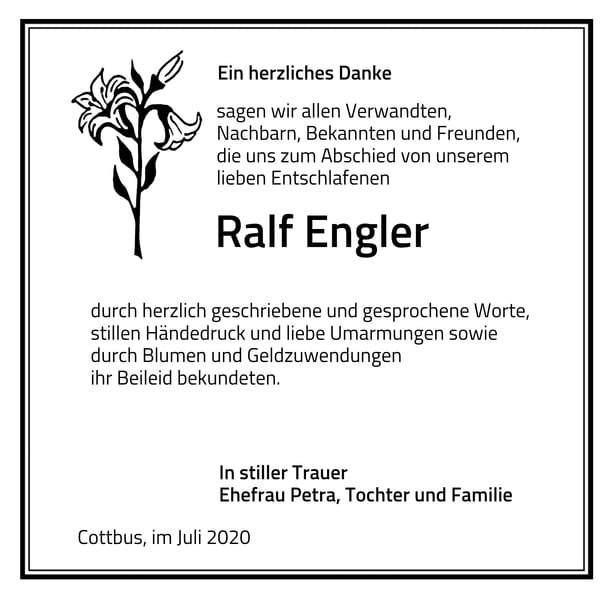 Danksagung Ralf Engler