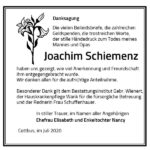 Traueranzeige Joachim Schiemenz