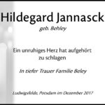 Traueranzeige Hildegard Jannasck, geb. Behley